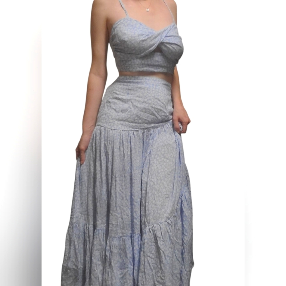Mable Floral Crop Top Anthropologie Maxi Skirt Set